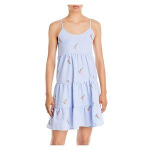 AVA & ESME Womens Skirt Seersucker Spaghetti Strap Short Fit + Flare Dress